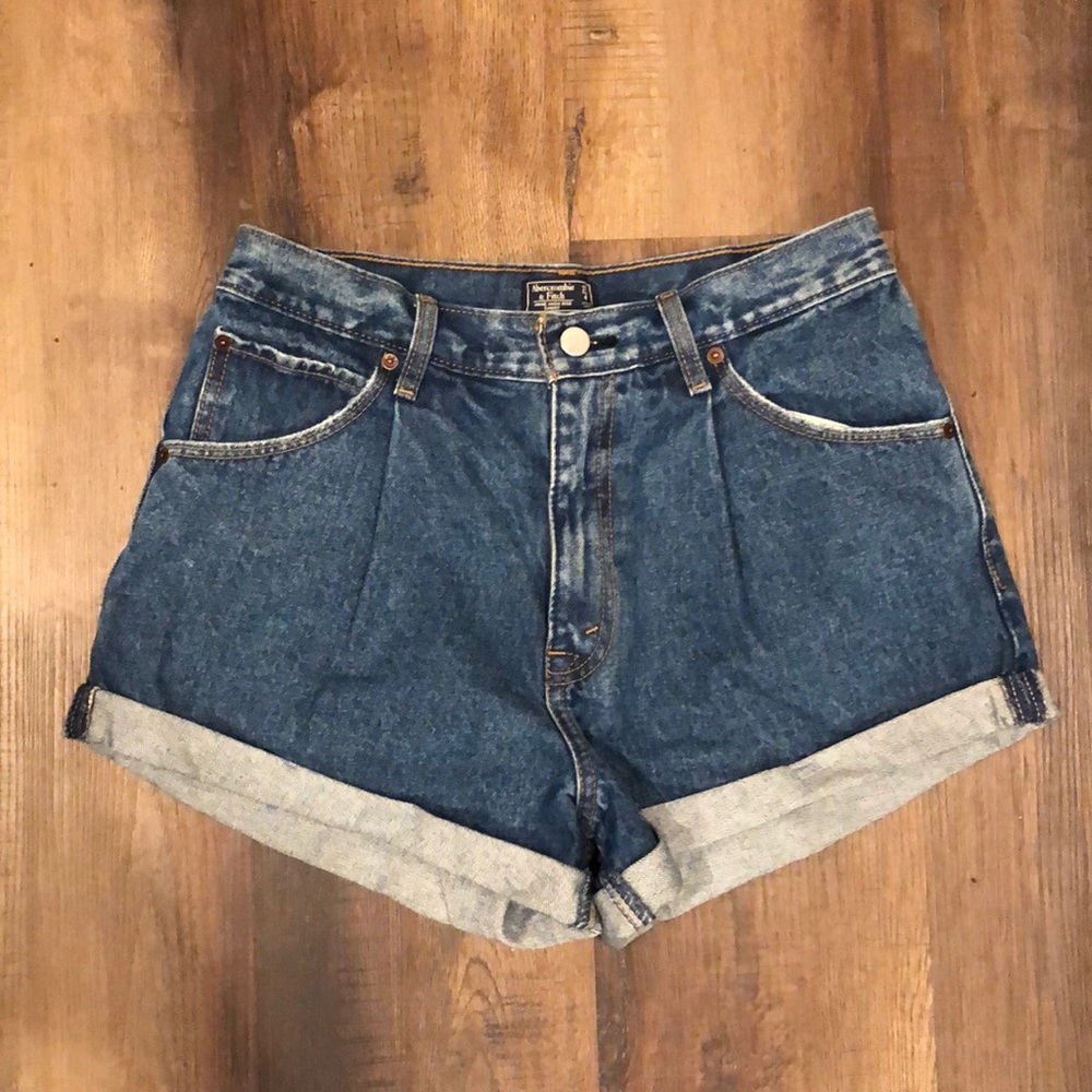 High rise denim shorts